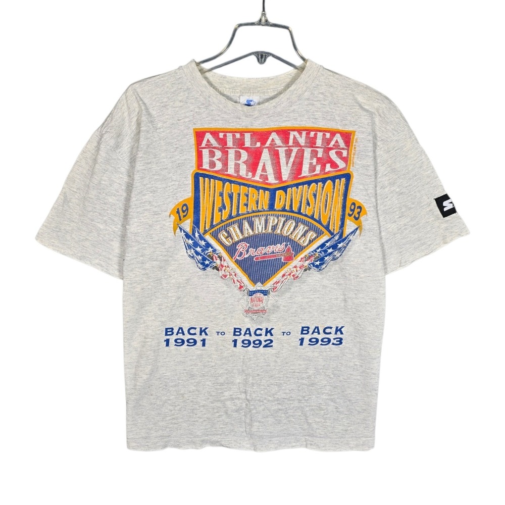 VTG 1993 Starter Atlanta Braves T-Shirt Mens Large Western Division‎ Champions